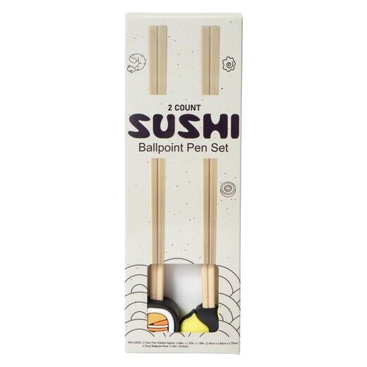 NEW 2 pack kawaii ballpoint pens & holders set - SUSHI SET