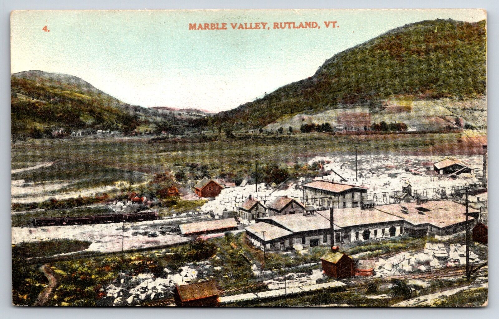 Marble Valley Aerial View 1900\'s Rutland Vermont VT Vintage Postcard