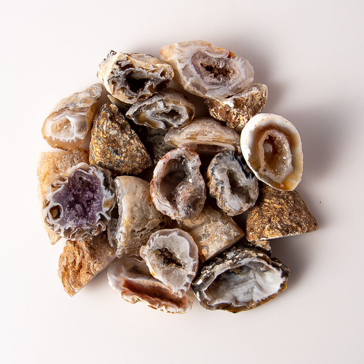 1/2 lb Mini Agate Oco Geodes Natural Rough Half Gemstone Mineral Sparkly Jewelry