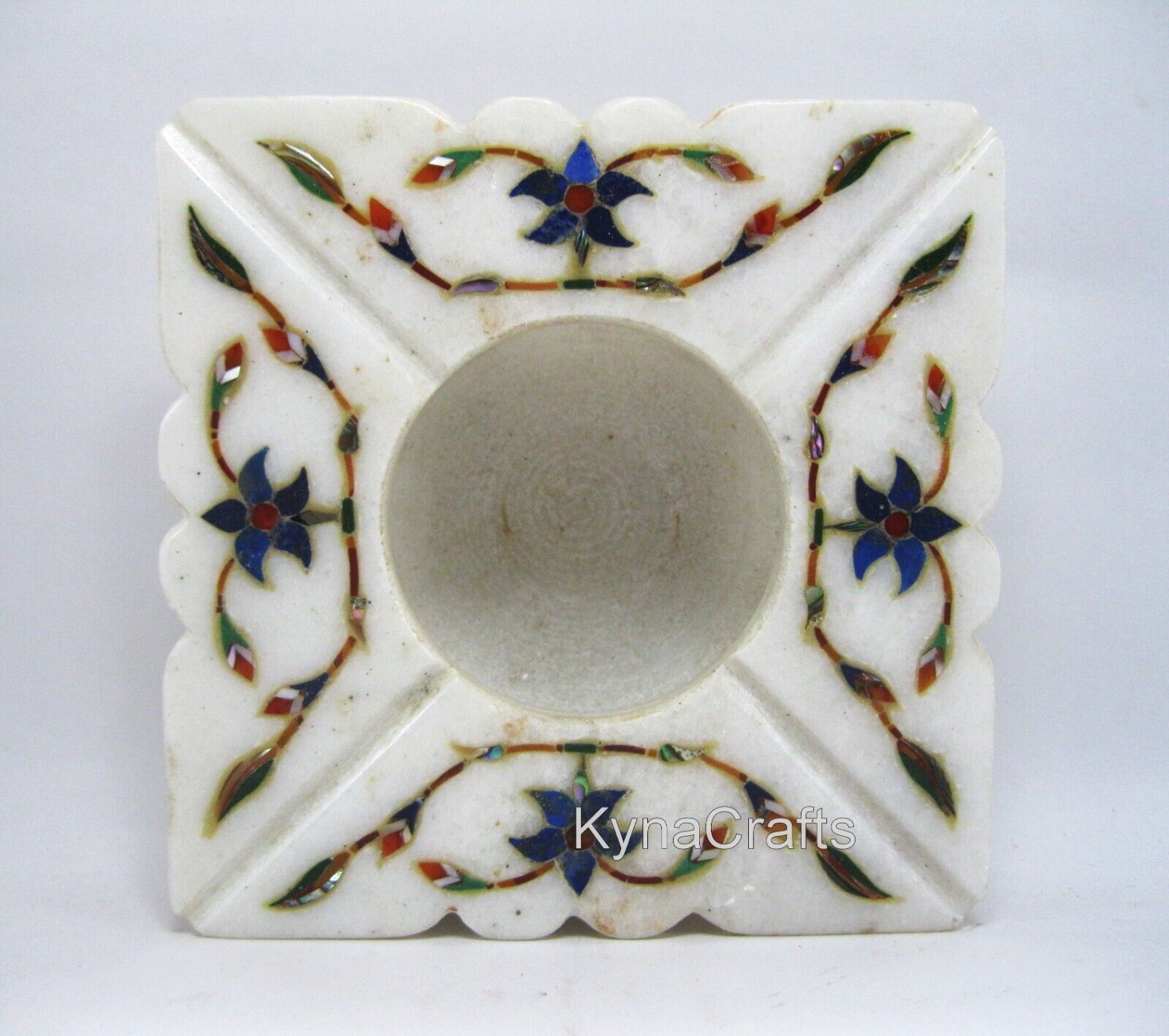 4.5 Inches Pietra Dura Art Decorative Holder Marble Ashtray with Luxurious Look