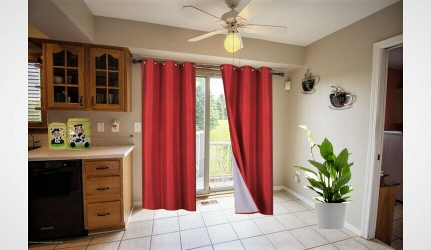 1 set window curtain dressing grommet panel basic lined blackout faux silk NOA