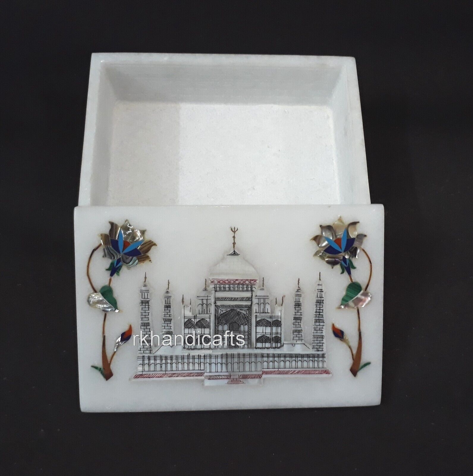 7 x 5 Inches White Marble Jewelry Box Mother of Pearl Inlay Work Multiuse Box