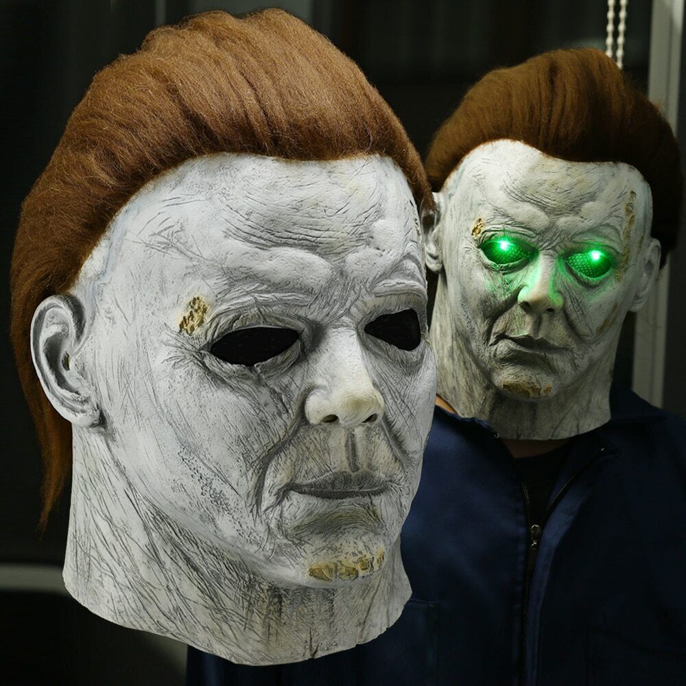 Horror Michael Myers Killer LED Halloween Scary Full Face Latex Mask Cosplay
