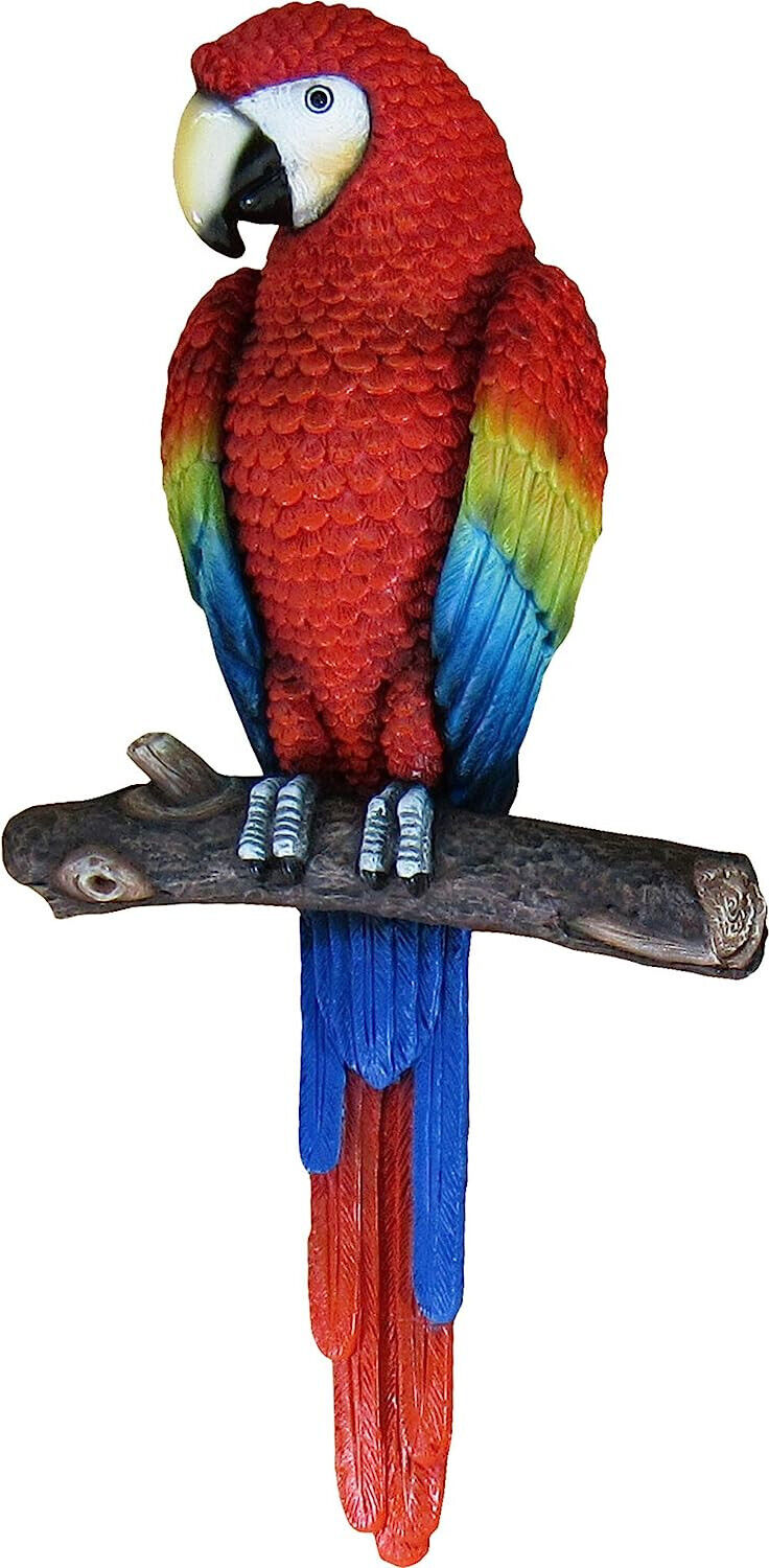 Beautiful Tropical Parrot Macaw on Branch 3D Wall Art Sculpture Home and Garden 