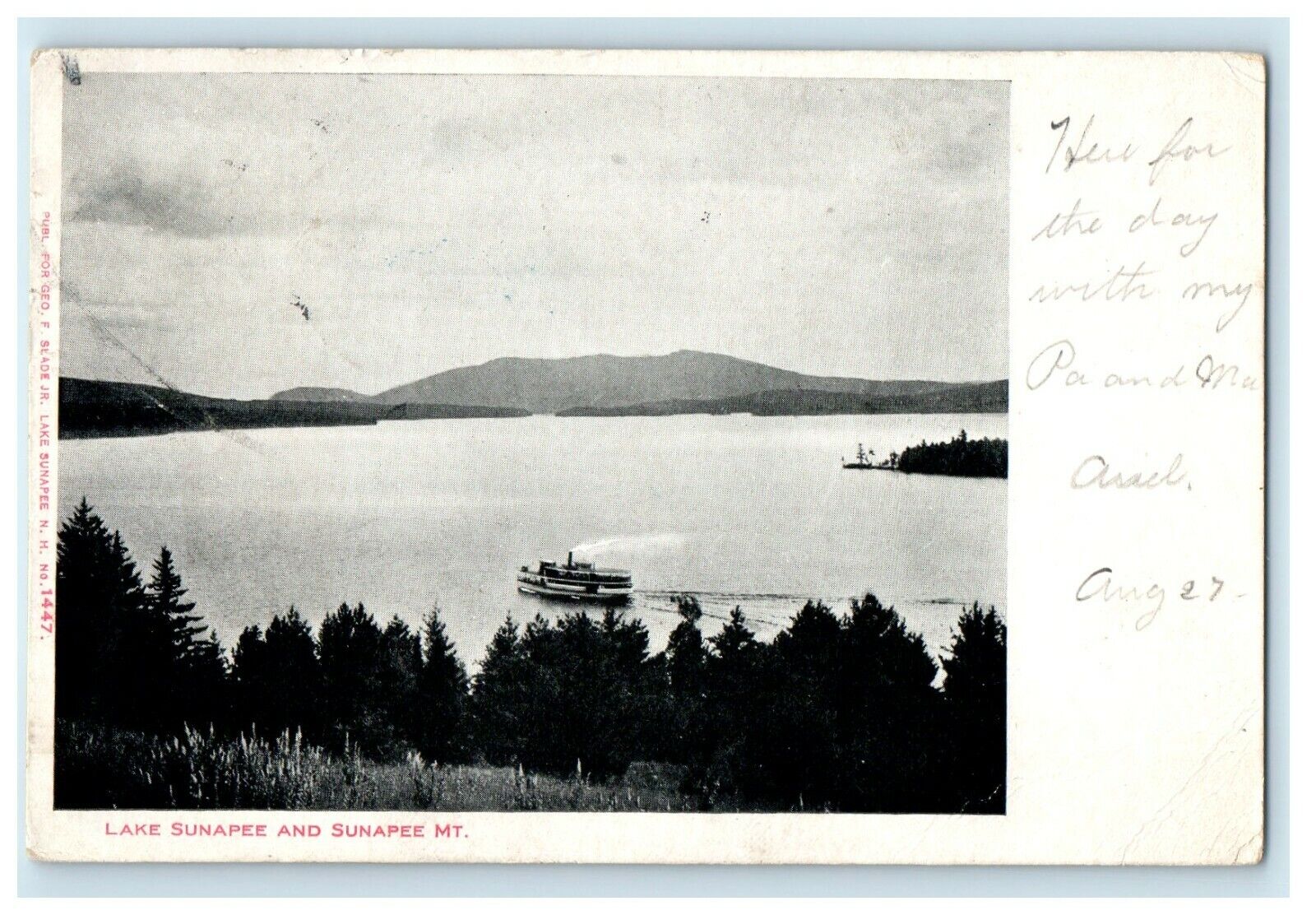 1905 Lake Sunapee And Sunapee MT Steamboat Springfield Massachusetts Postcard 