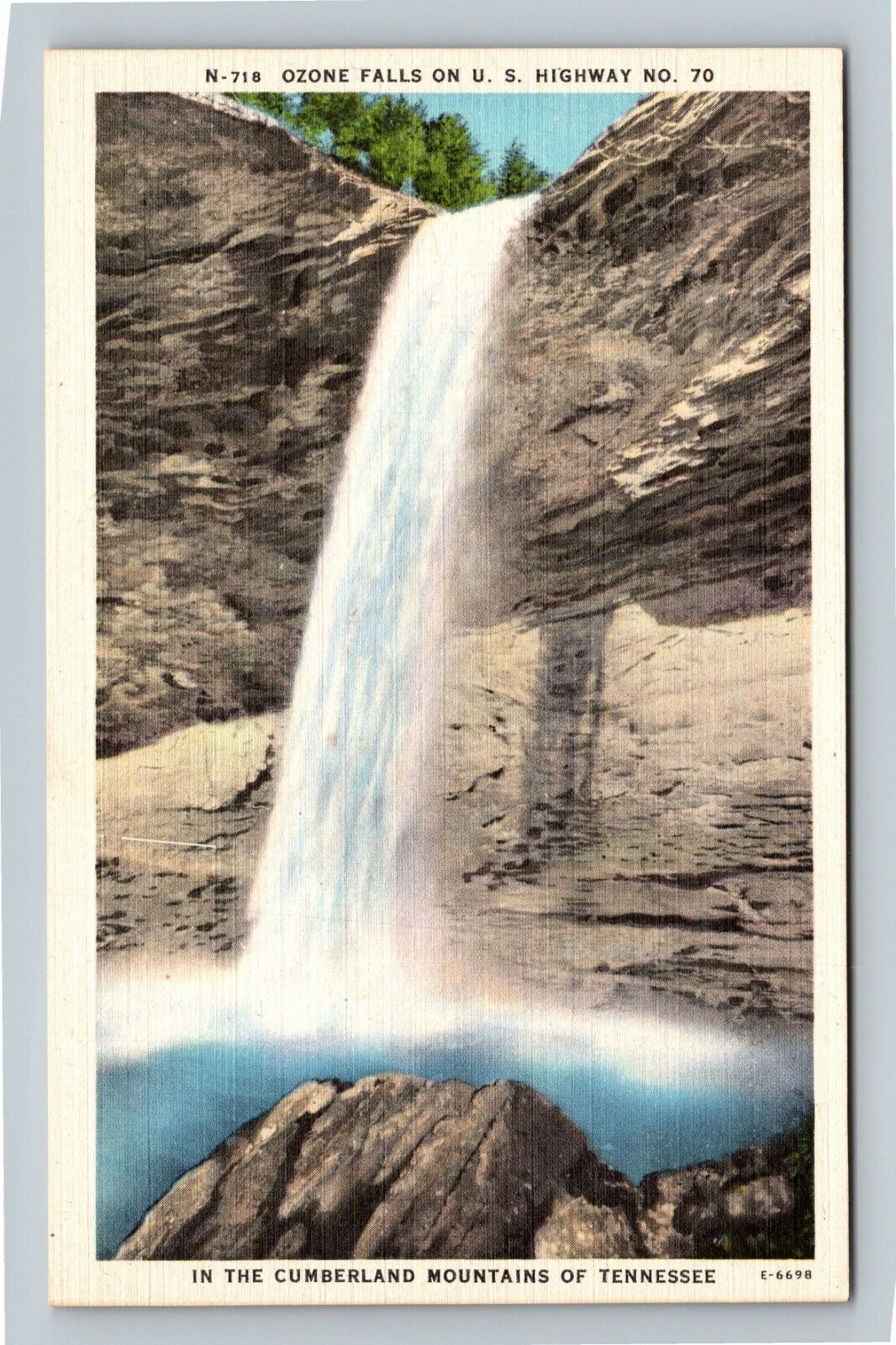 Cumberland Mountains TN, Ozone Falls, Tennessee Vintage Postcard