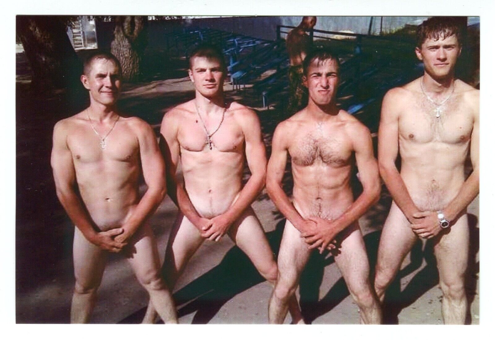 REPRINT 2000's Shirtless Handsome young man gay russian Soldiers vtg photo