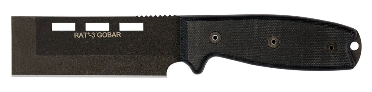Ontario Knives RAT-3 GOBAR Fixed Blade Knife Black Micarta Carbon Steel 8660