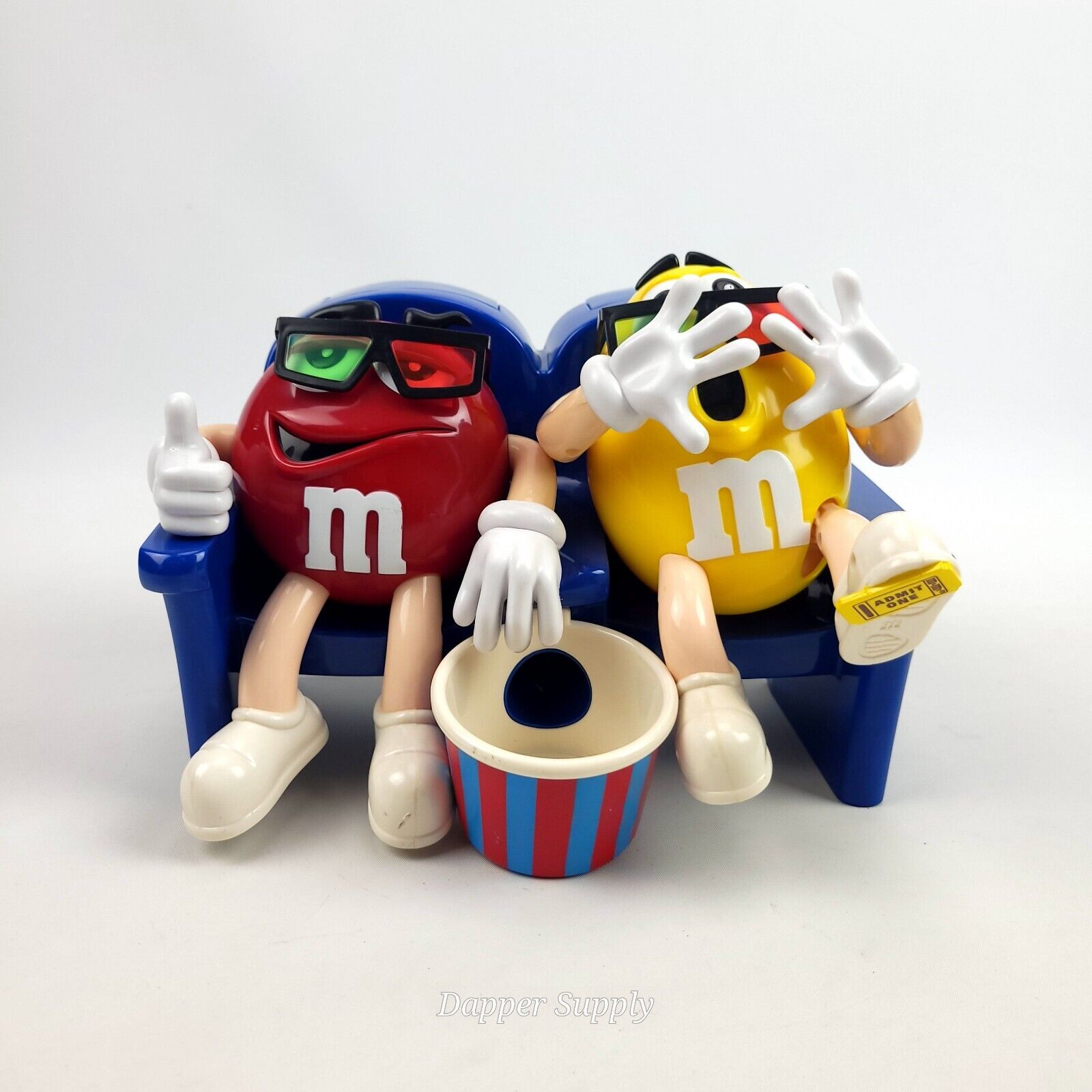 Vintage M&Ms at the 3D Movie Theater Candy Nut Dispenser by Mars Inc Blue Couch