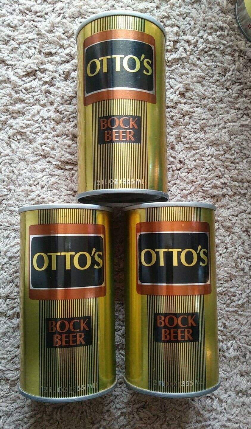3 Otto' s Bock Beer Straight steel EMPTY Cans Walter Brewing Eau Claire WI