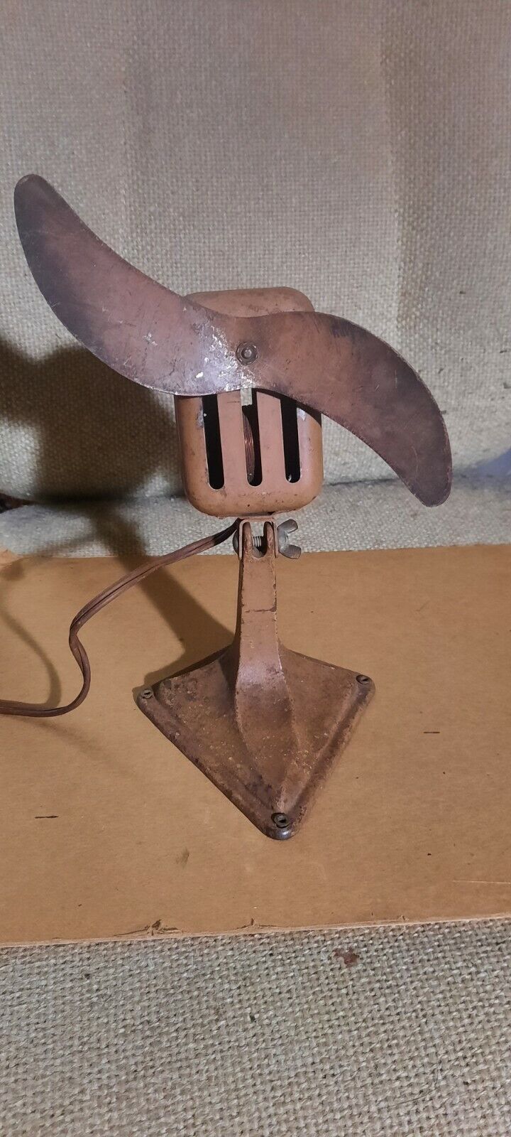 Antique Adjustable Tilt Tabletop Fan 2 Blades Works
