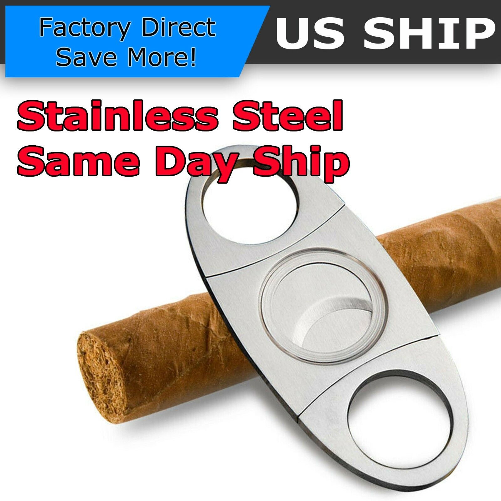 Pocket Cigar Cutter Stainless Steel Double Blades Guillotine Knife Scissors