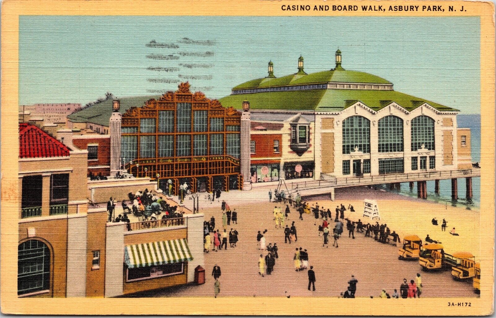 Casino And Board Walk Asbury Park New Jersey NJ c1944 Postcard
