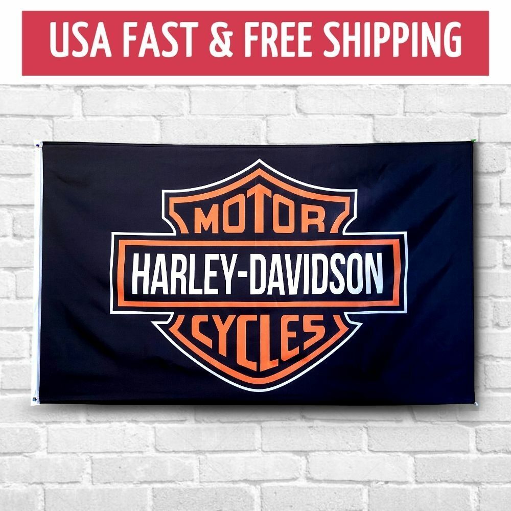 Harley Davidson Logo 3x5 ft Flag Motorcycle Banner Polyester Garage Wall Sign