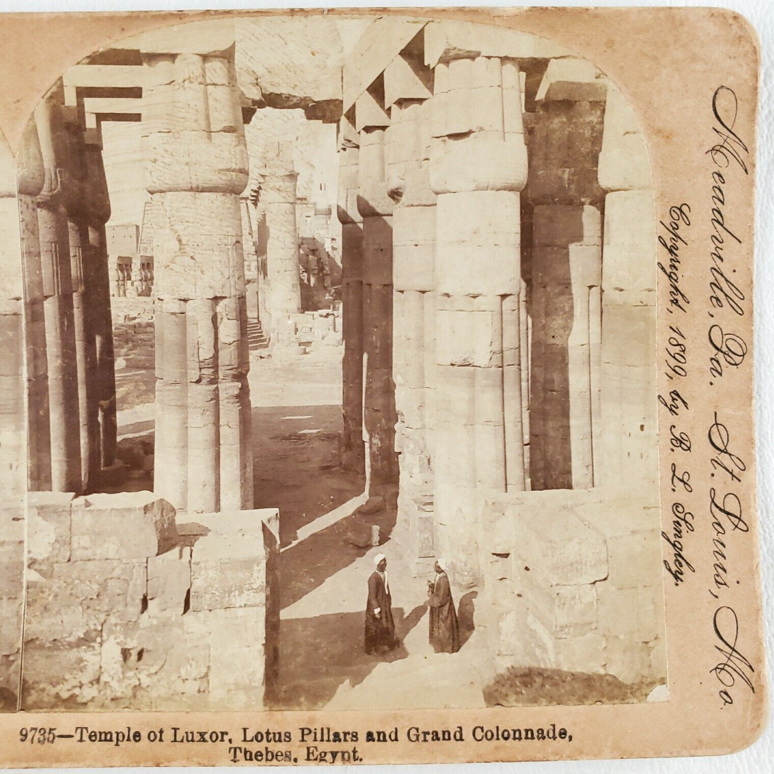 Egyptian Temple Luxor Pillars Stereoview c1899 Egypt Luxor Thebes Colonnade C738