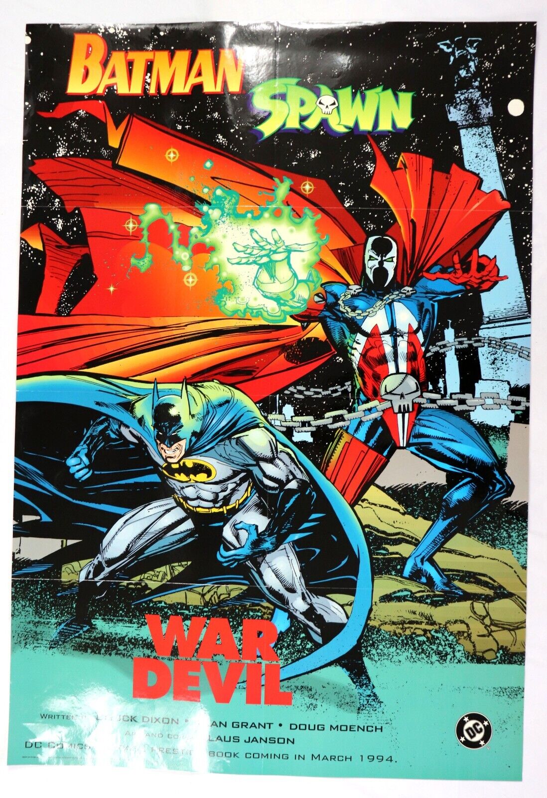 VINTAGE HUGE 1994 Batman Spawn War Devil 26x38 Poster