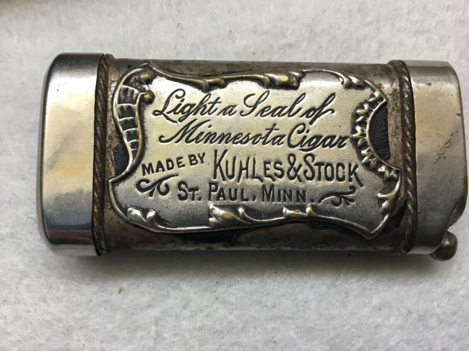 Rare Vintage Minnesota Cigar Match Safe Cigar Cutter Made by Kuhles & Stock