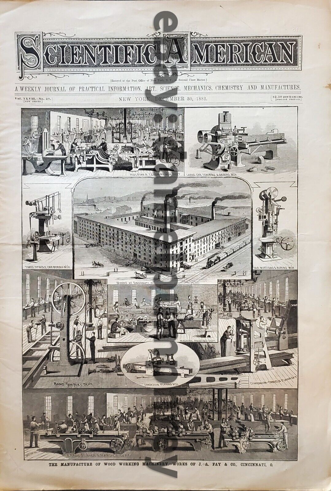 1882 Scientific American J. A. Fay & Company Cincinnati Ohio JA FAY