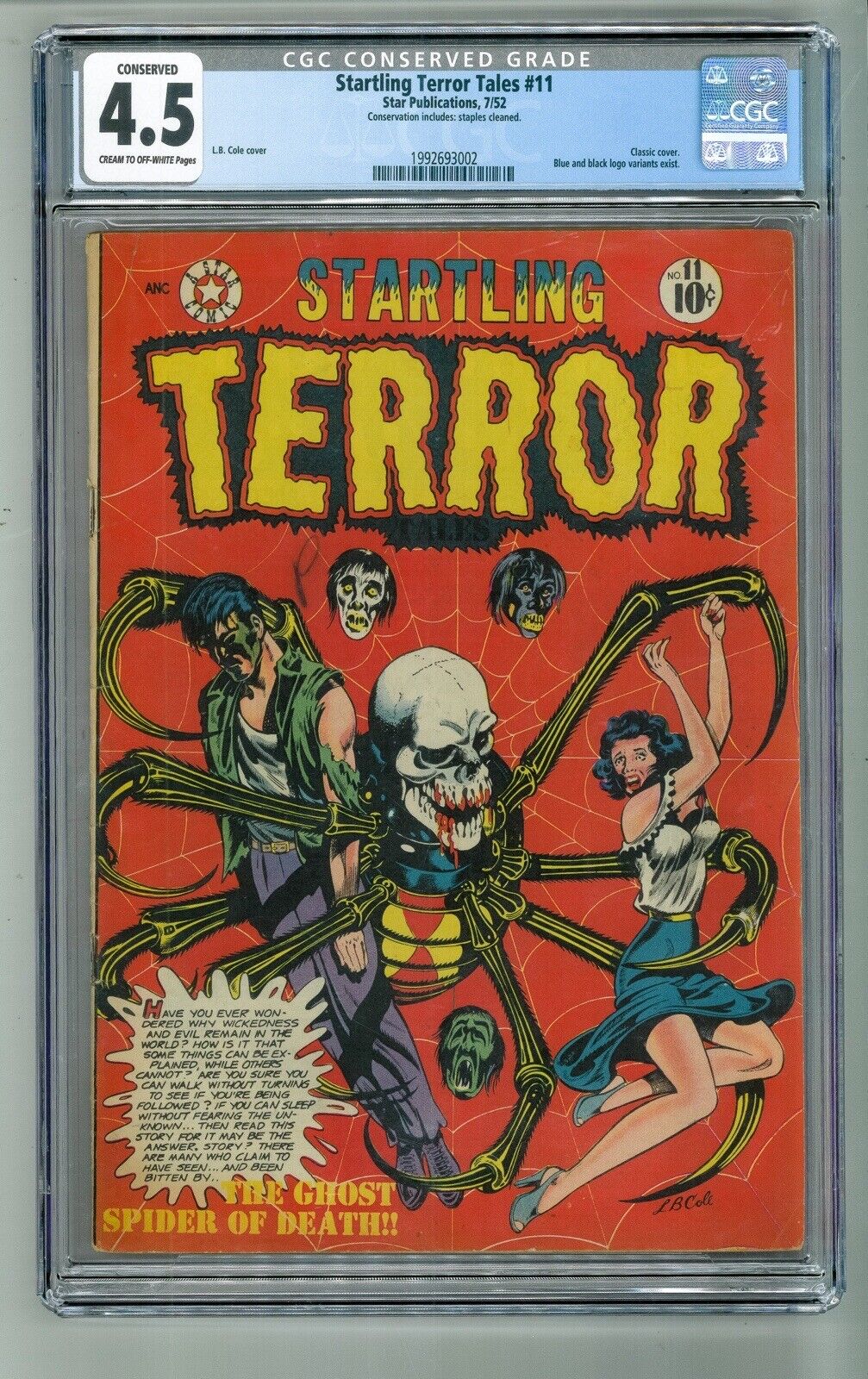 Startling Terror Tales #11 - Pre-Code Horror RARE Black Logo Variant - CGC 4.5