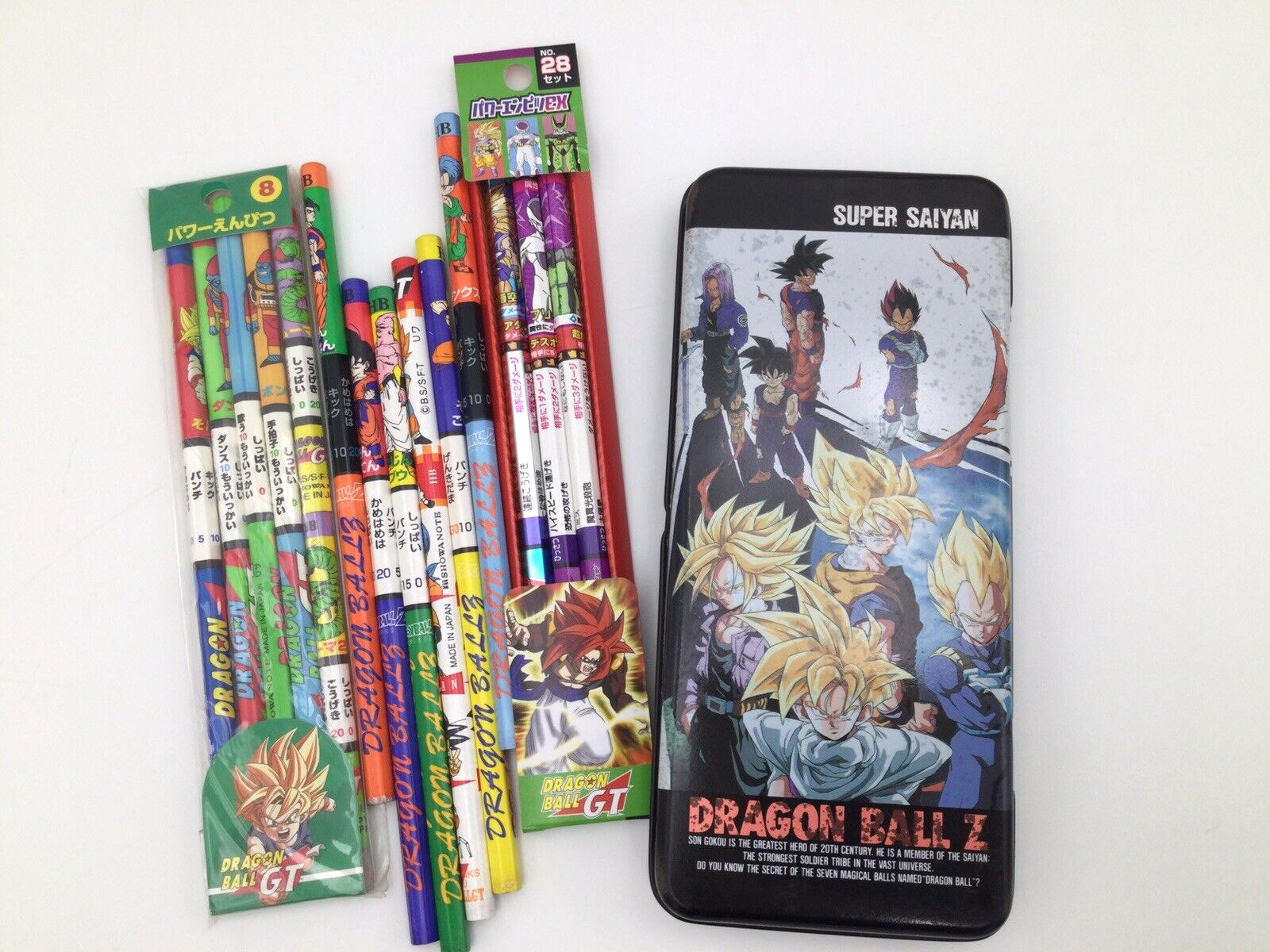 Dragon Ball Z Can Pen Case & GT 14 pencils Vintage Stationary Anime Bird Studio