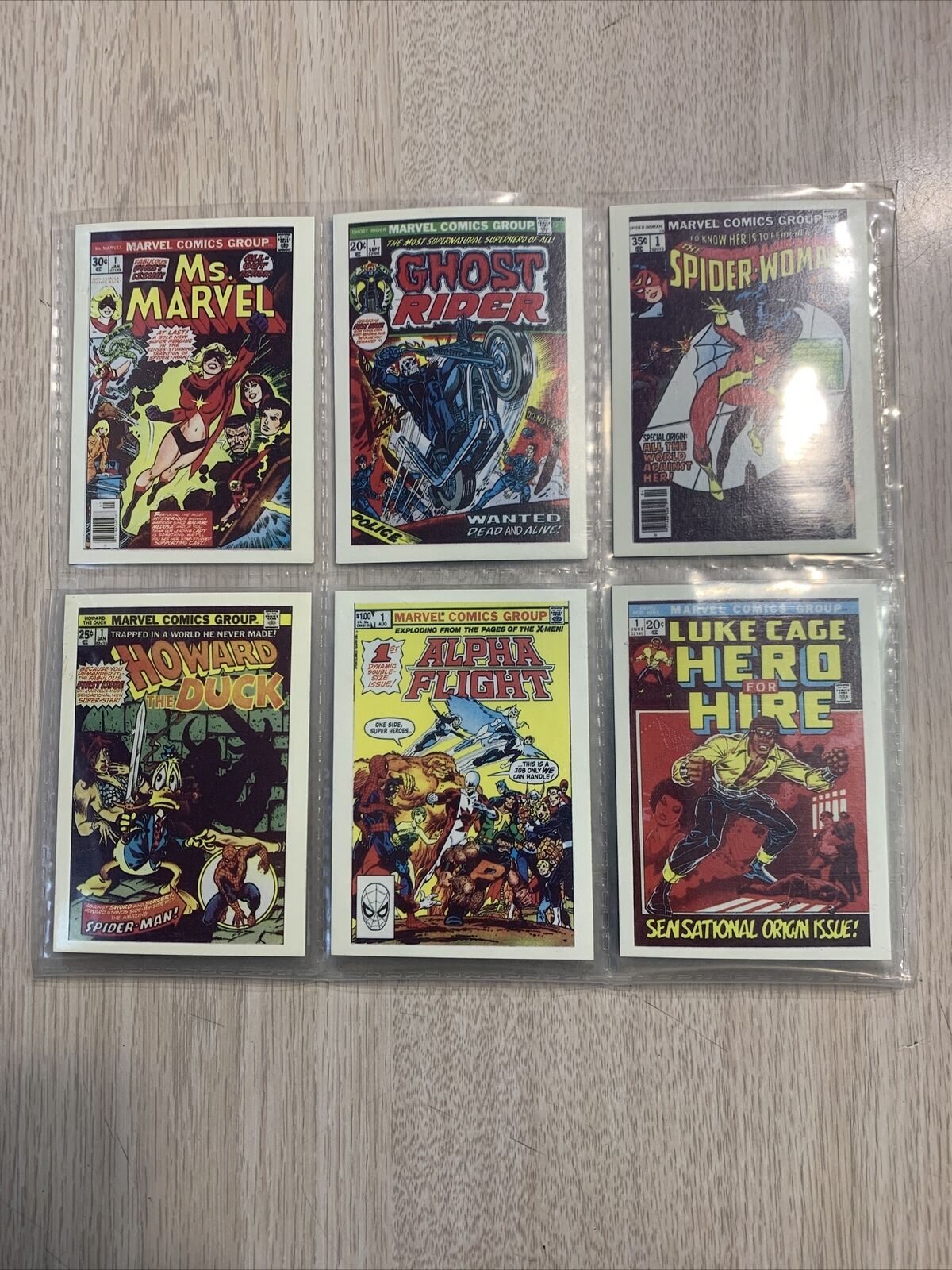 MARVEL SUPERHEROES FIRST ISSUE COVERS 6 CARDS NM 1984 ALL # 1’S EARLY MARVELS