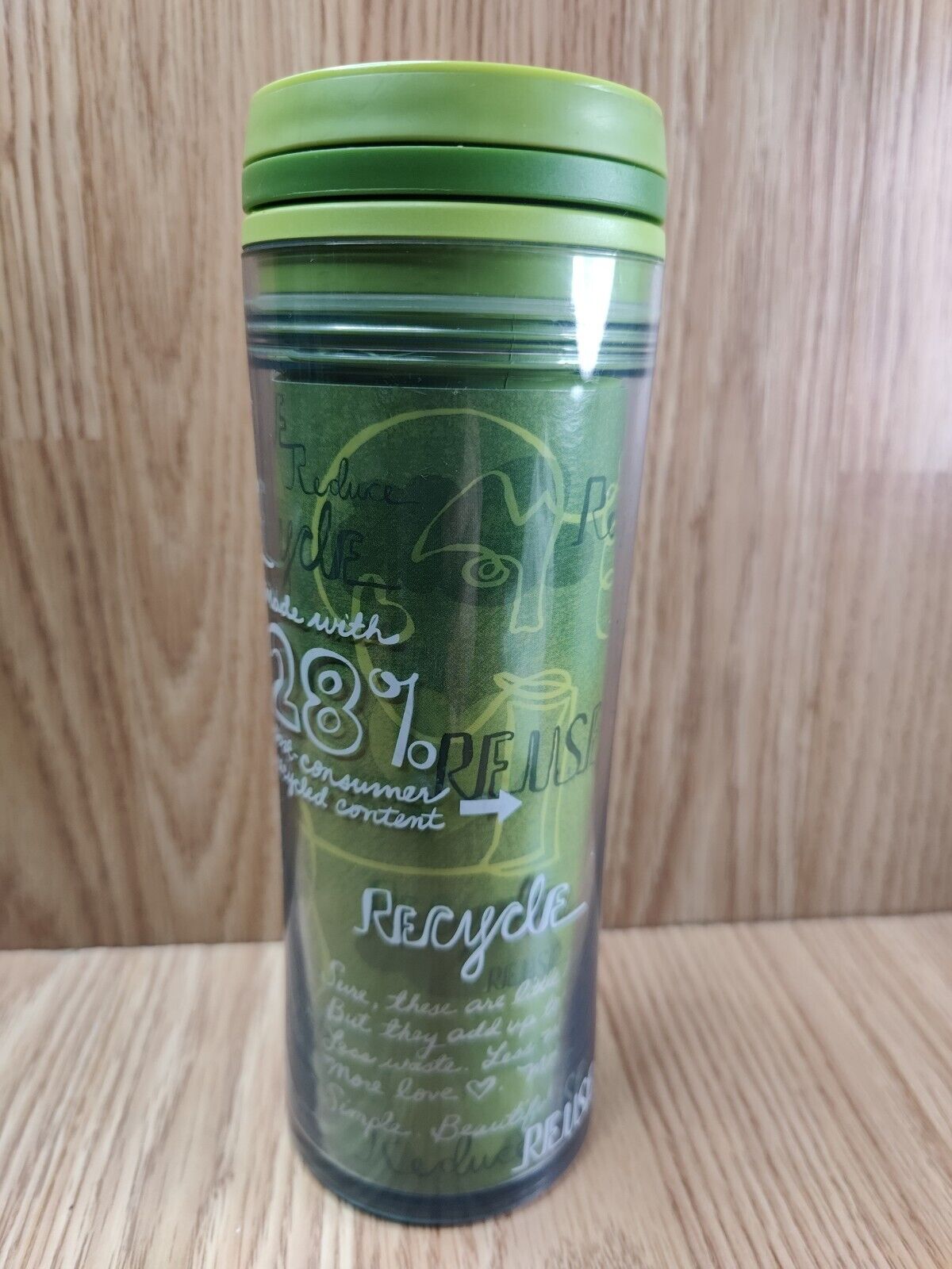 2008 Starbucks Thermos, Recycled Preowned Light Green Reuse theme leak proof hot