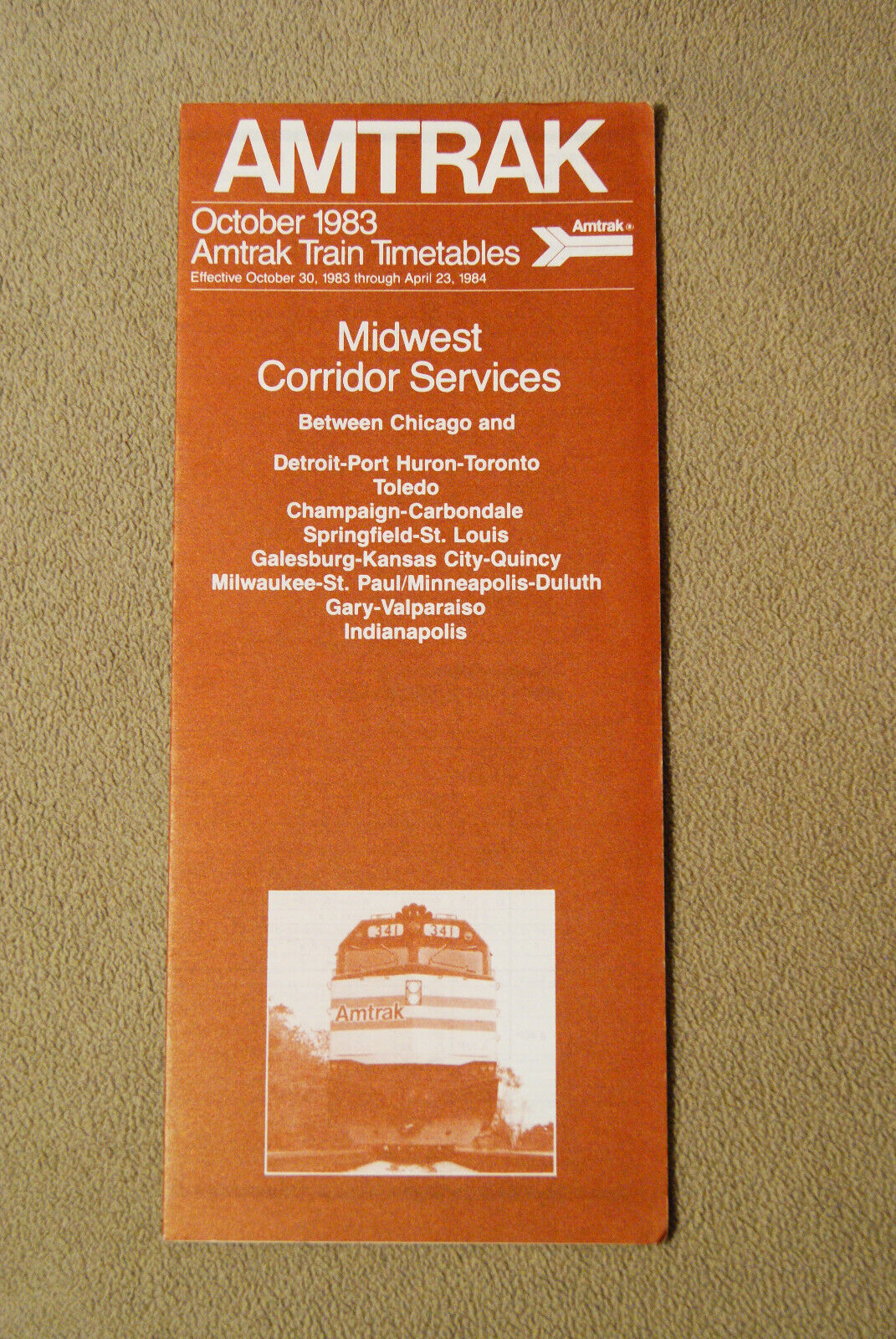Amtrak - Midwest Corridor Services - Oct, 1983