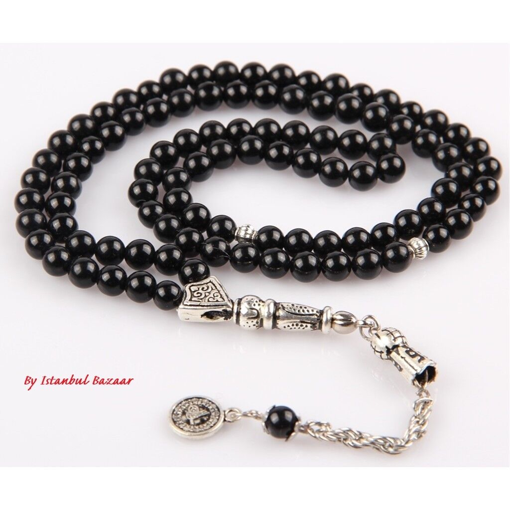 Genuine Onyx Stone Islamic Prayer 99 beads Tasbih Misbaha Tasbeeh Masbaha 6mm