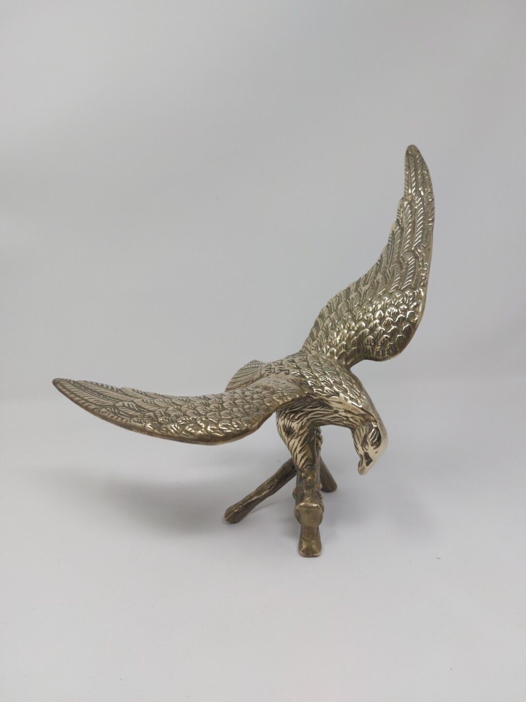 Vtg Majestic Brass Eagle Statue Perched on Branch 12\