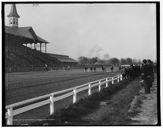 Start,Churchill Downs,horse racing,sport,betting,Louisville,Kentucky,KY,c1907