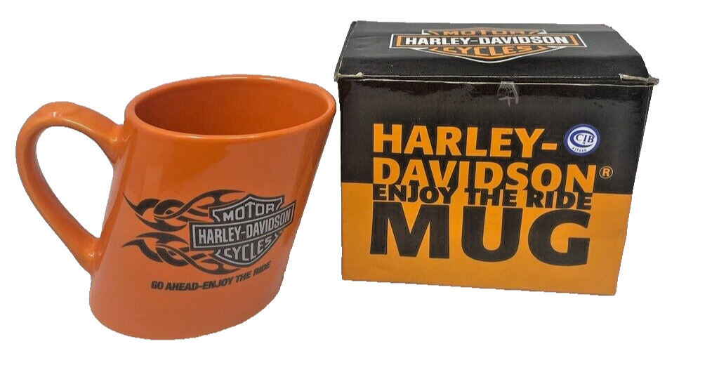 Harley Davidson Slanted Orange Coffee Mugs 2007 \