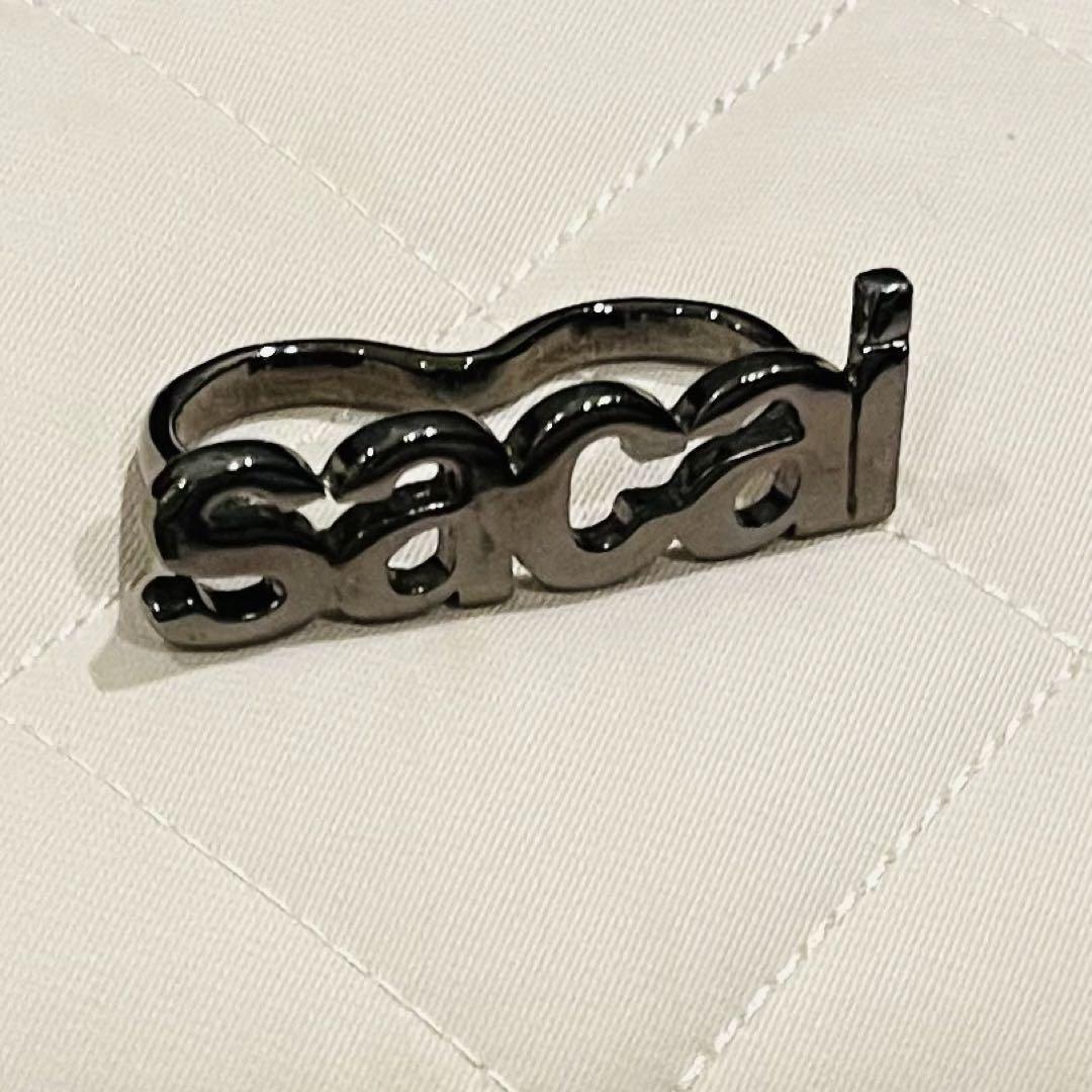Sacai Logo Double Ring Silver Novelty