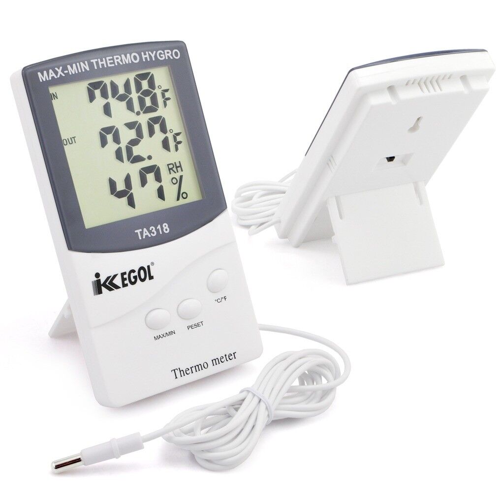 Digital Thermometer Hygrometer LCD Indoor Outdoor Dual Sensor MAX MIN Memory Pro