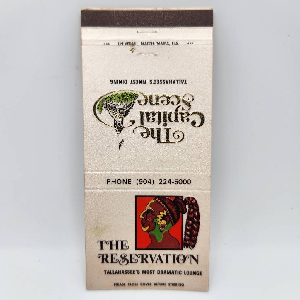 Vintage Matchbook The Reservation Lounge The Capital Scene Restaurant Tallahasse