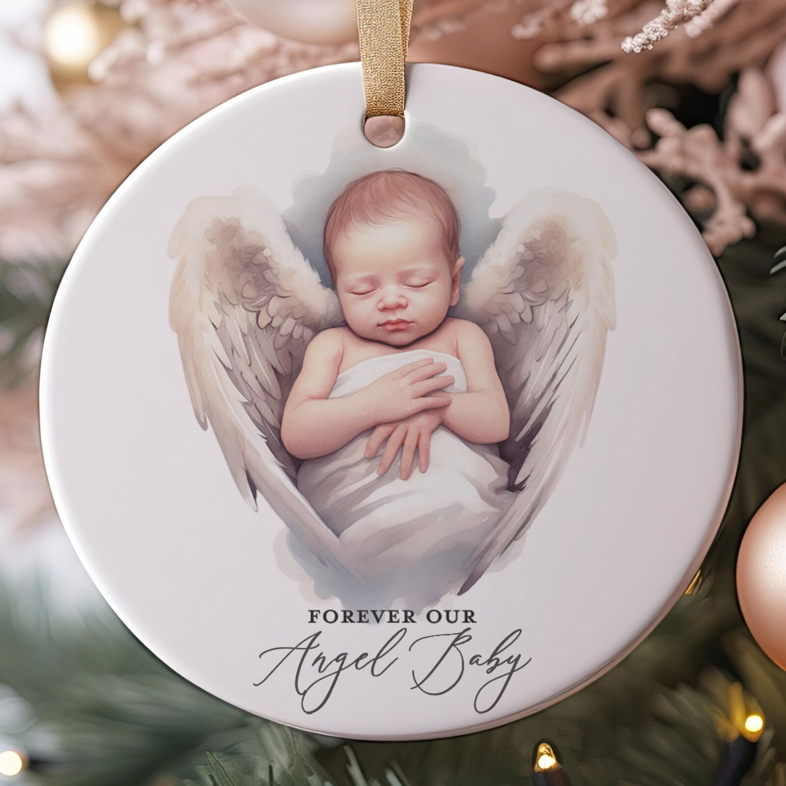 Forever Our Angel Baby Infant Loss Stillbirth Miscarriage Ceramic Christmas O...