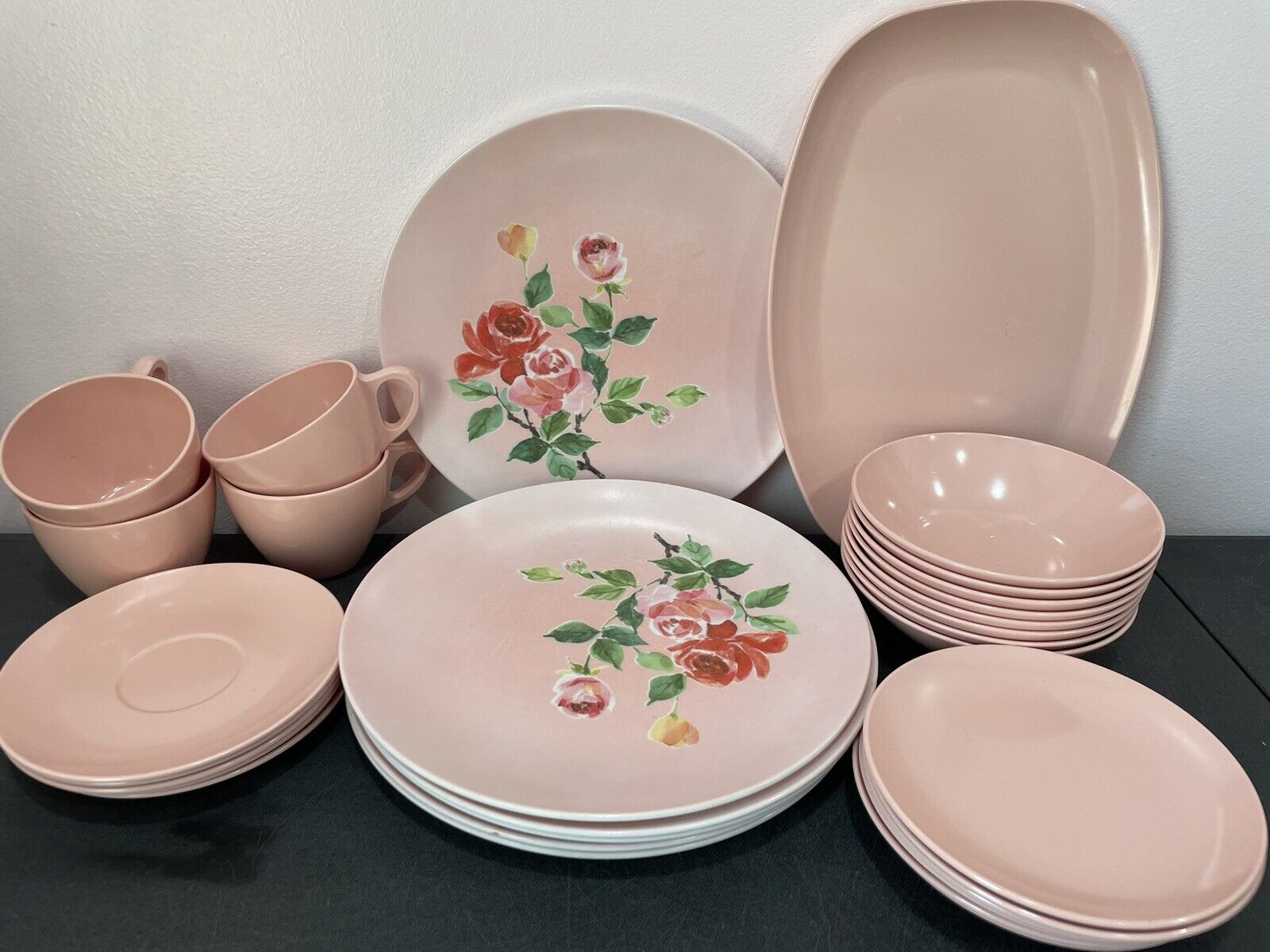 31 Pink MELMAC Plates Bowls Cups Platter MELAMINE Lida Rose BROOKPARK Vintage