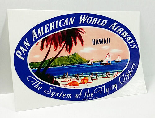 PAN AMERICAN Hawaii Vintage Style Decal / Vinyl Sticker, Luggage Label