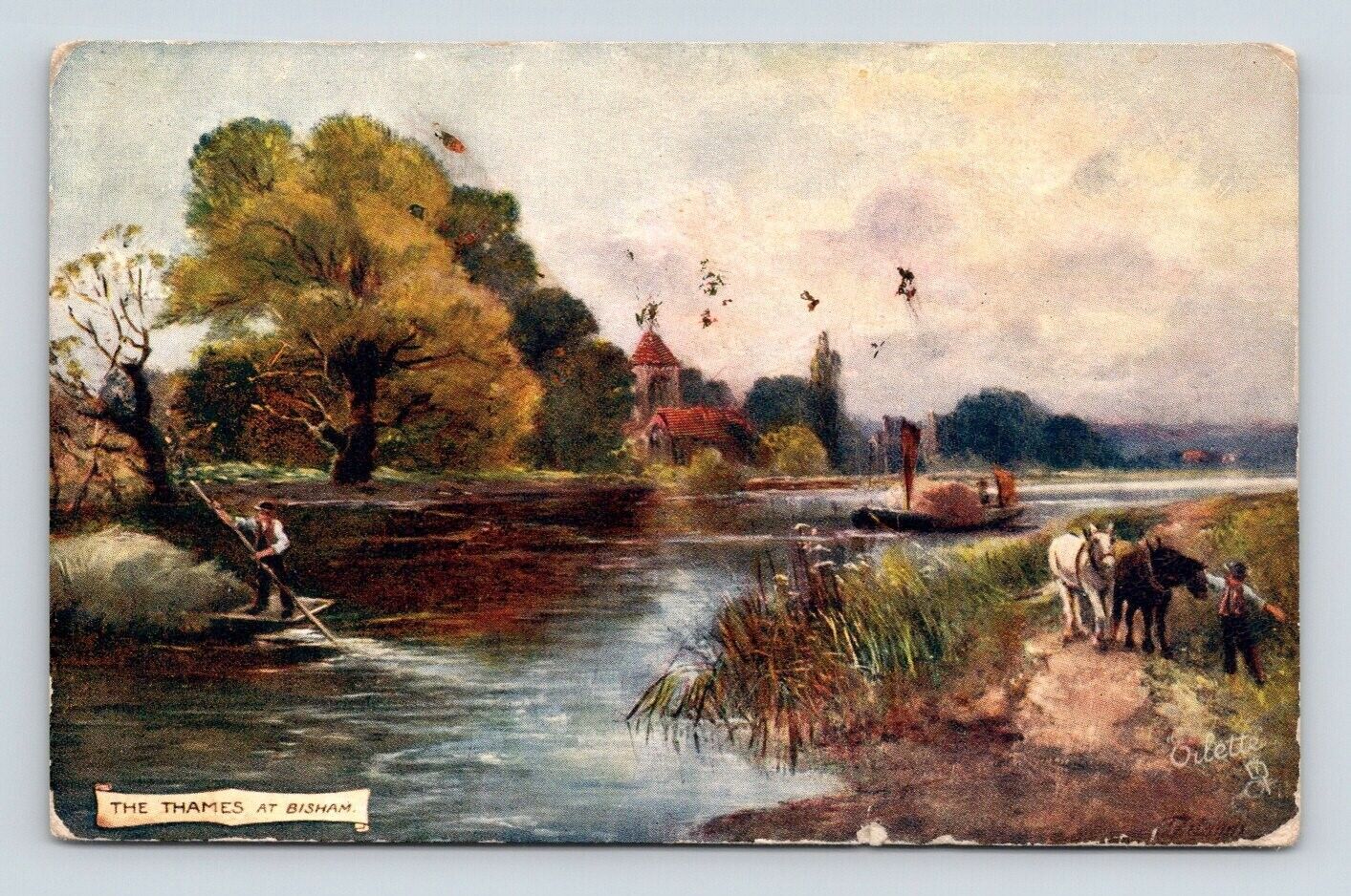 The Thames At Bisham Raphael Tuck Oilette Artist J.T. Adams 1907 DB Postcard L5