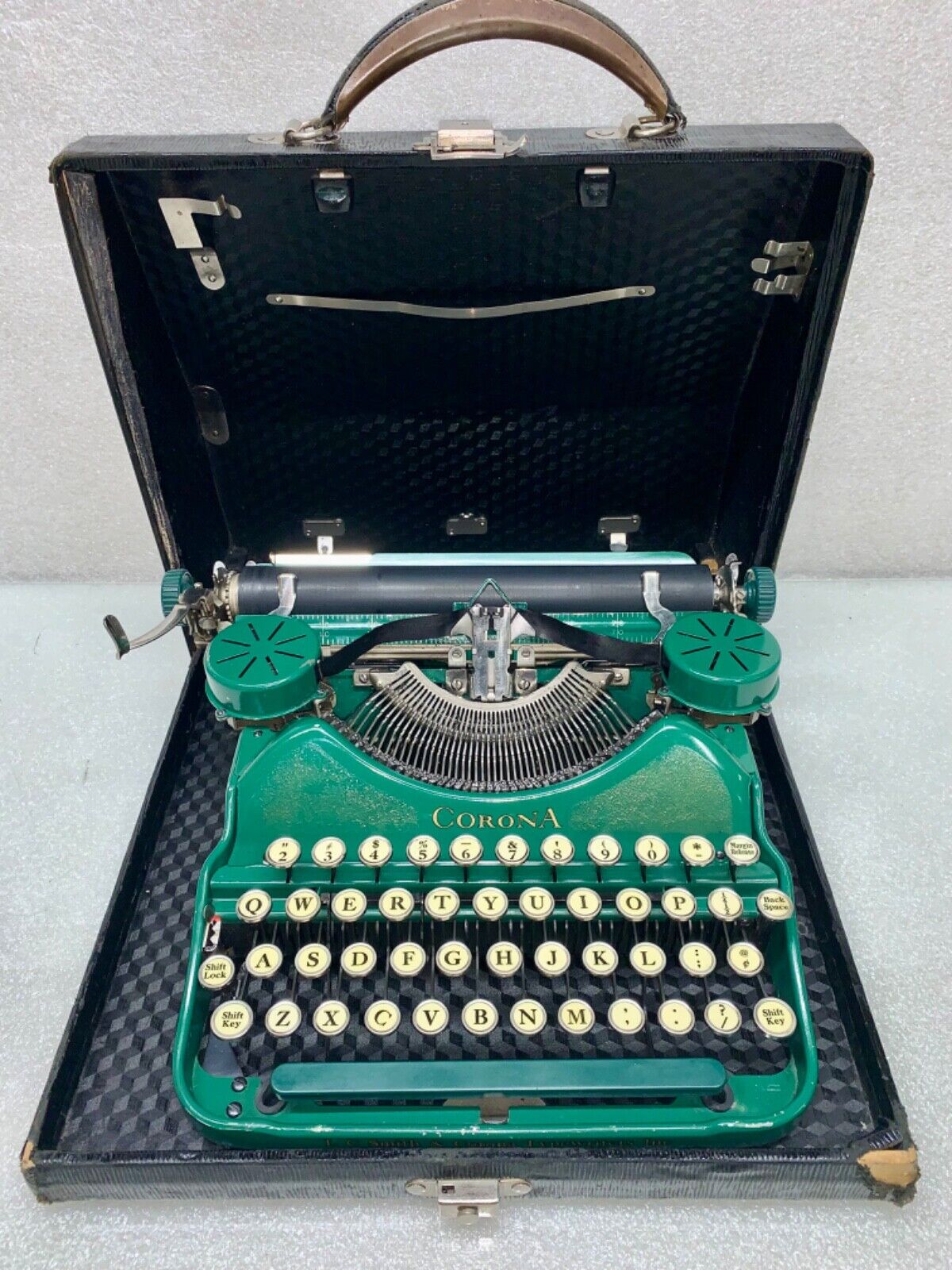 Antique 1929 Green Smith Corona Model 4 Vintage Typewriter G4P01311 -  Italics
