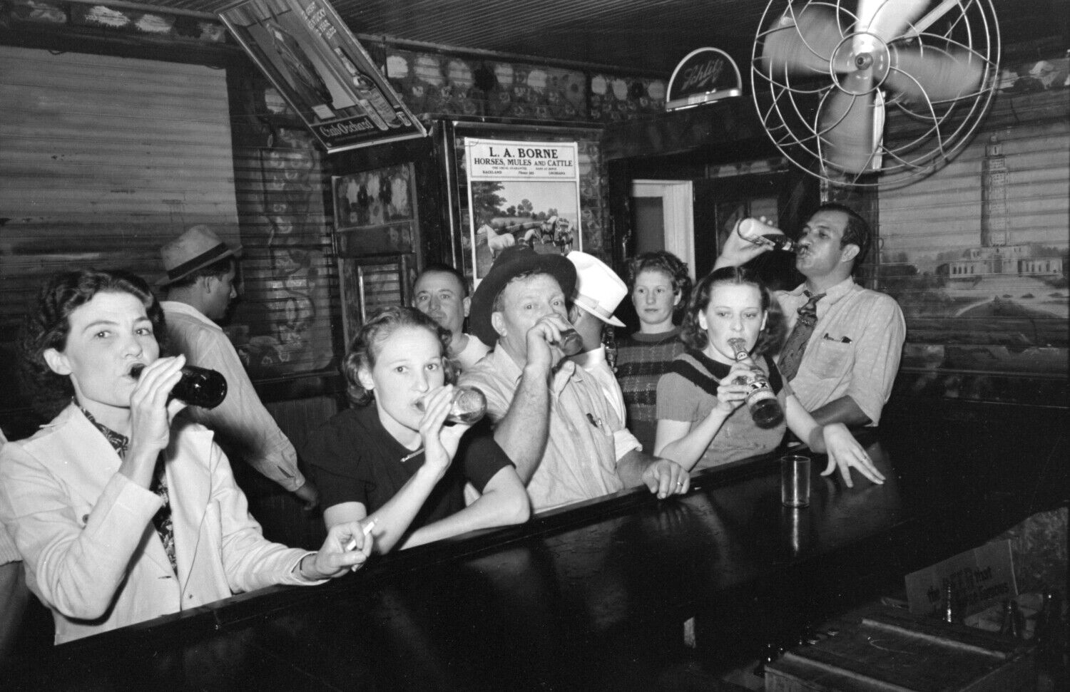 1938 Drinking Beer at a Bar, Raceland, LA Vintage Photograph  11\