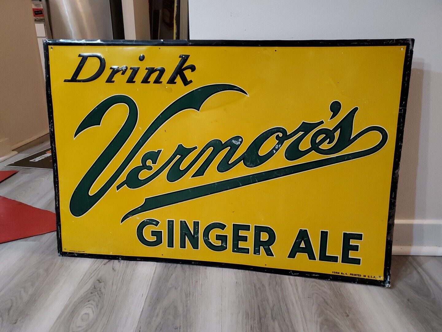 c.1940s Original Vintage Vernors Ginger Ale Sign Metal Embossed Schweppes RARE 