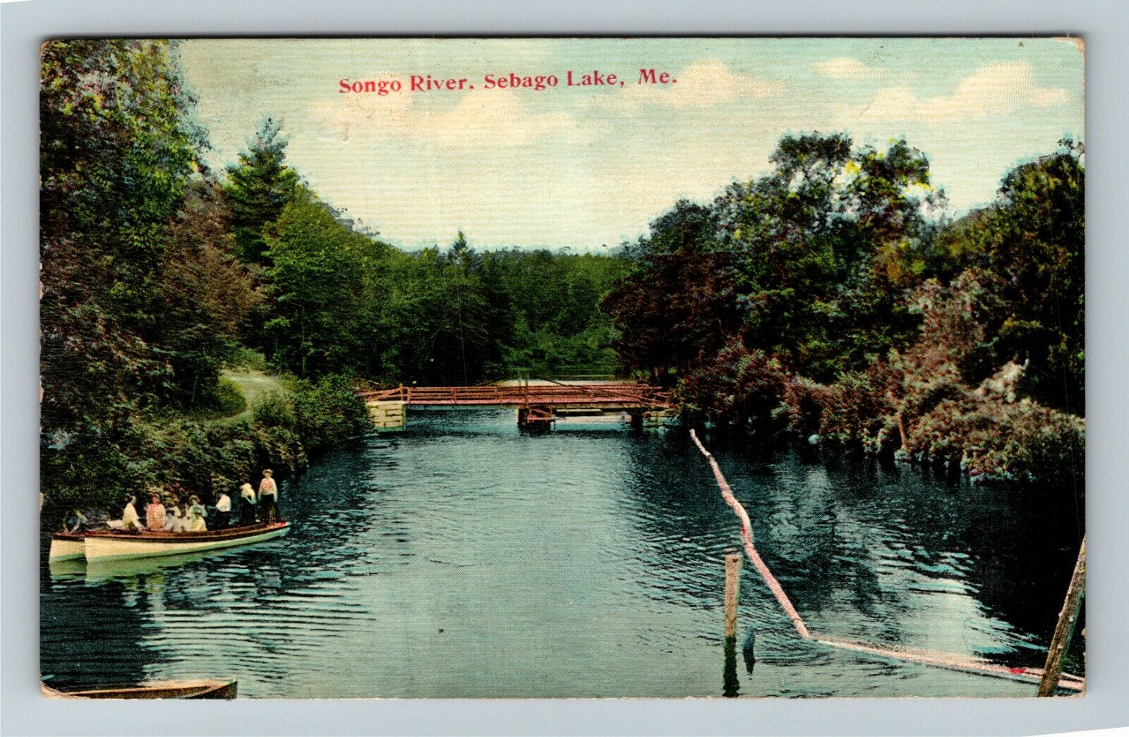 Sebago Lake Maine, SONGO RIVER, Scenic View Water, c1911 Vintage Postcard