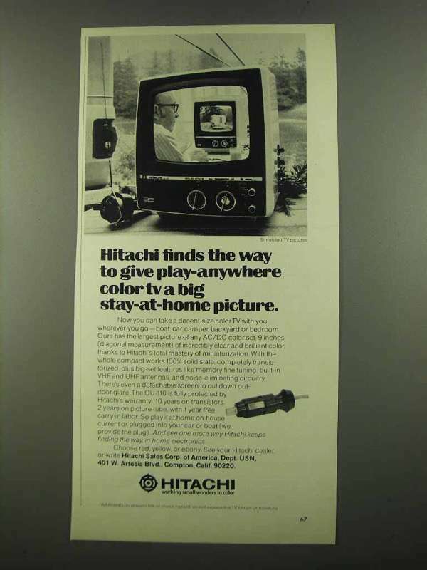 1974 Hitachi CU-110 TV Ad - Play-Anywhere Color