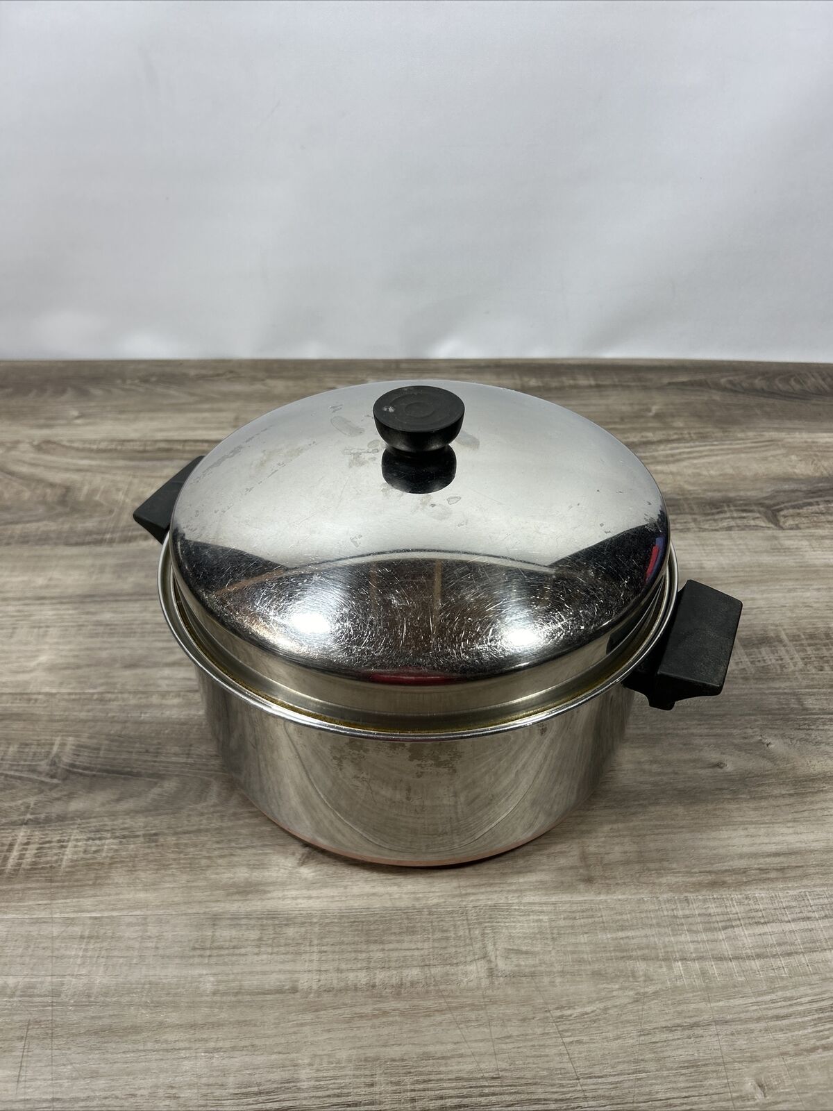 Vintage 1801 Revere Ware 6 QT Stock Pot 80 Copper Bottom with Lid Made in USA