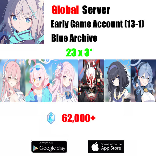 [Global] Blue Archive 23x3*, 62k+Pyroxene, Mika, Hoshino, Wakamo, Ako, Ui