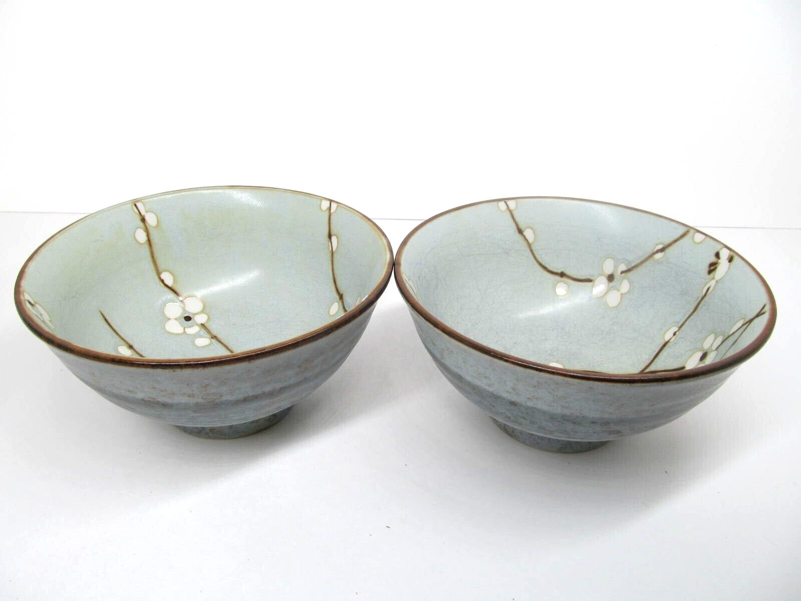 Kotobuki Vintage Set Of 2 Early Spring Blossoms Footed Rice Bowls GUC