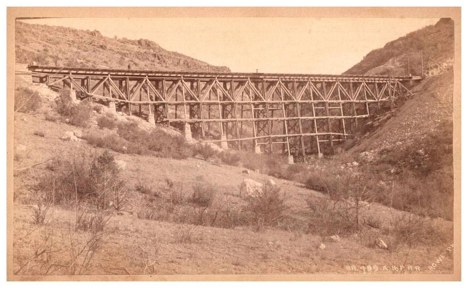 A & P R.R. ~Atlantic & Pacific Railroad ~ Arizona BRIDGE Cabinet card ~ mammoth?