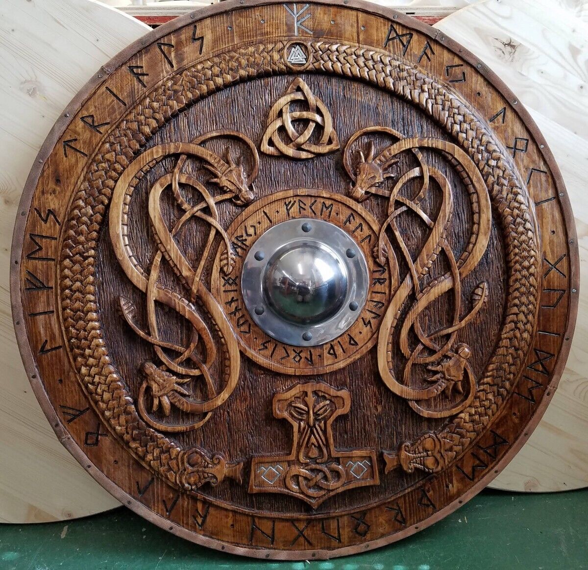 Wooden Viking Shield Medieval Knight Decorative Handmade 24\