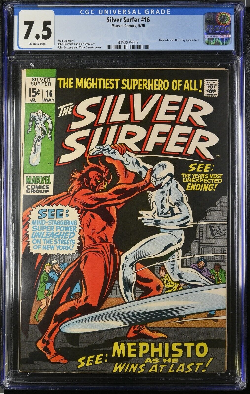 Silver Surfer 16 - CGC 7.5 - Mephisto & Nick Fury Appearance - Marvel 1970