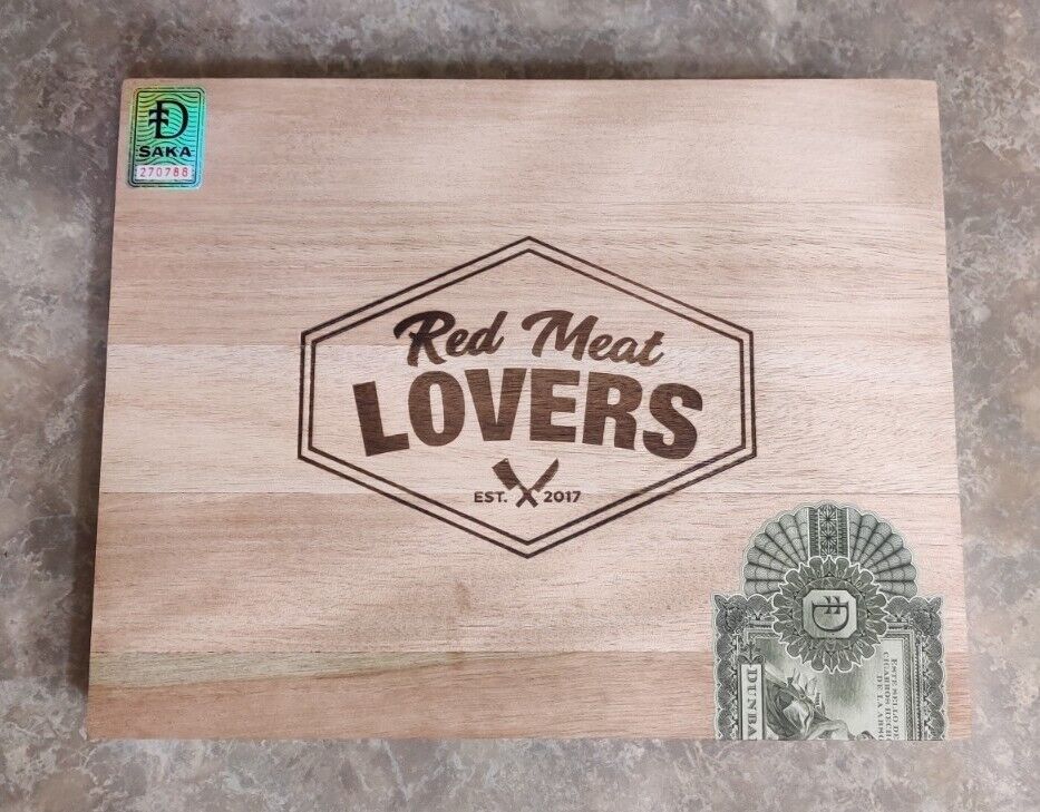 Dunbarton Red Meat Lovers Filet Mignon Empty Wooden Cigar Box 10x8x2